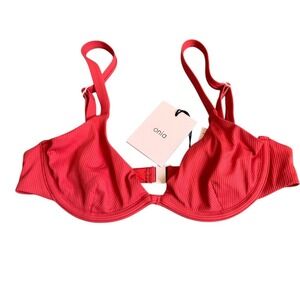 Onia Anna Bikini Top Solid Rib Spiced Coral Small Summer Vacation